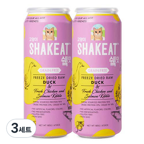 쉨잇 전연령용 캣 북어 동결건조 사료 2p, 오리, 185g, 3세트