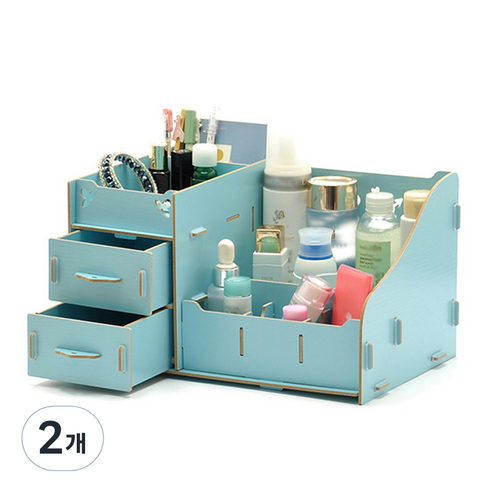 필립로지스틱 하트커플 3단 DIY 뷰티박스 정리함, 2개, 블루