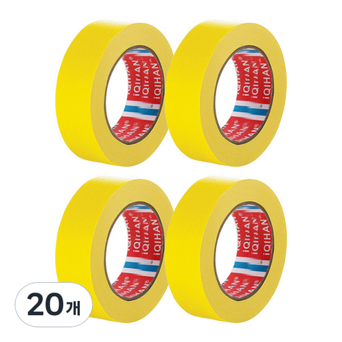 iQIHAN 다다 칼라 마스킹테이프 노랑 25 mm x 20 m, 20개