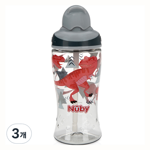 누비 트라이탄 티티 키즈 빨대컵 360ml 1288, 티라노사우루스, 3개