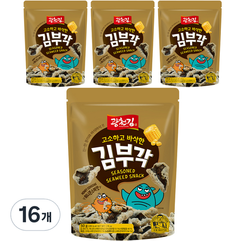 광천김 고소하고 바삭한 허니콘소메맛 김부각, 50g, 16개