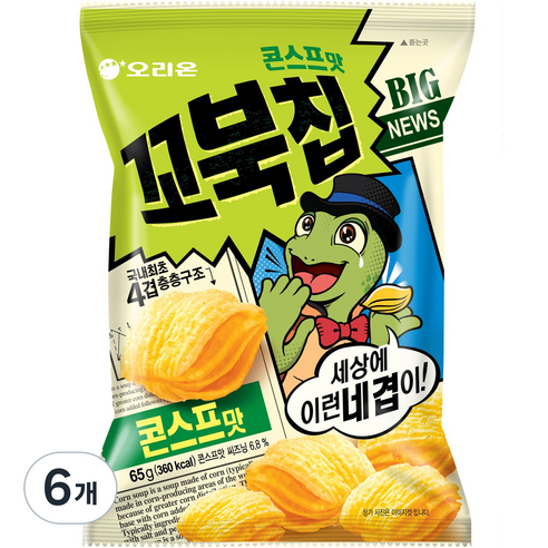 오리온 꼬북칩 콘스프맛, 65g, 6개