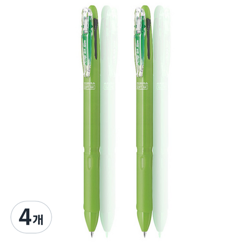 제브라 클립온 슬림 소프트 3C 3색펜 0.7mm, 라이트그린, 4개