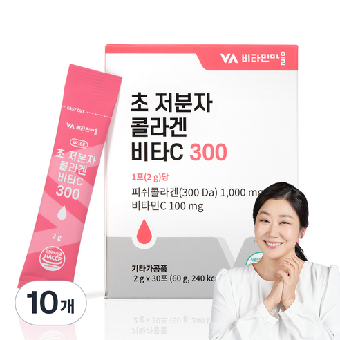 비타민마을 초 저분자 콜라겐 비타민C 300, 30회분, 60g, 10개