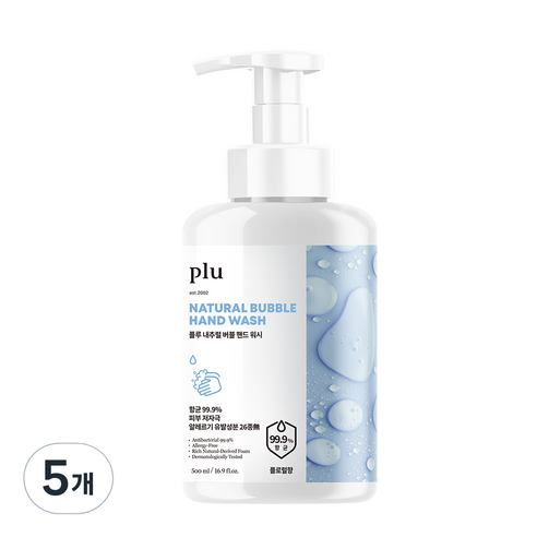 플루 내추럴 버블 핸드워시 플로럴향, 5개, 500ml