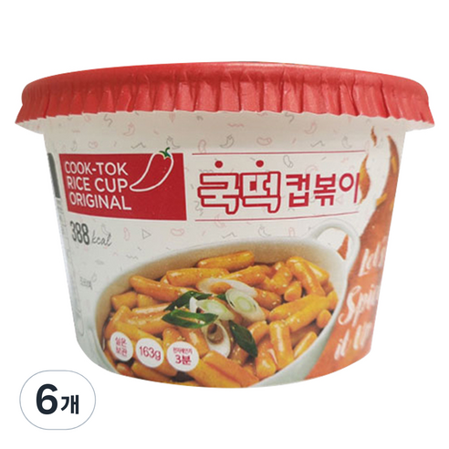 추억의국민학교떡볶이 국떡 컵볶이 오리지날, 163g, 6개