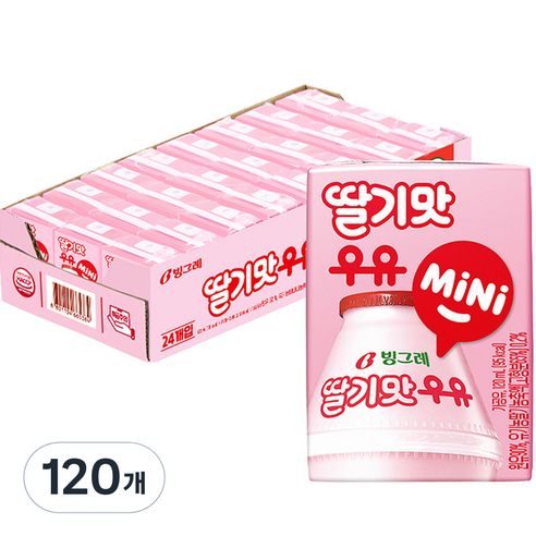 빙그레 딸기맛우유 mini, 120ml, 120개