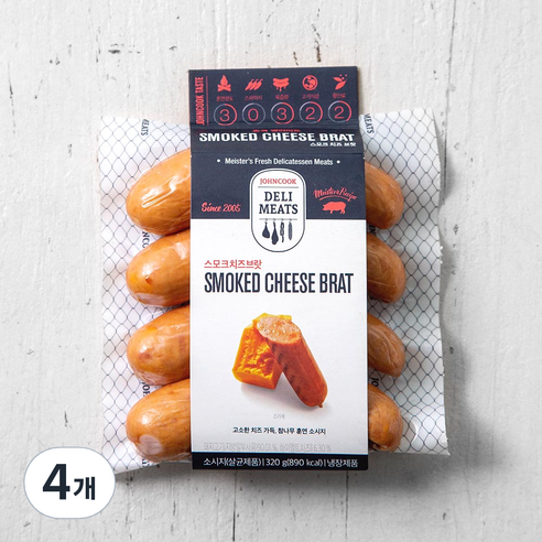 존쿡델리미트 스모크 치즈브랏, 320g, 4개