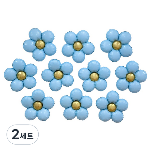 파티공구 꽃모양 은박풍선 10p 세트, 빈티지블루, 2세트