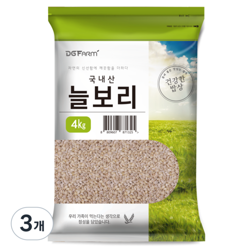 대구농산 국산 늘보리쌀, 4kg, 3개