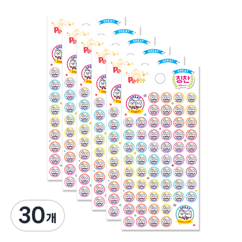 쁘띠팬시 칭찬 GREAT쿠룸이 ver1 스티커 da5288 6p, 혼합 색상, 30개