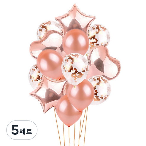 파티복닷컴 풍선모음 14p 파티세트, 로즈골드, 5세트
