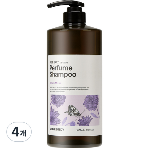 메디레머디 올데이 데오르 퍼퓸 샴푸화이트머스크, 4개, 1000ml