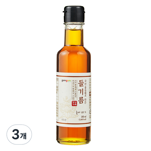 곰곰 국산 통들깨로 만든 들기름, 180ml, 3개