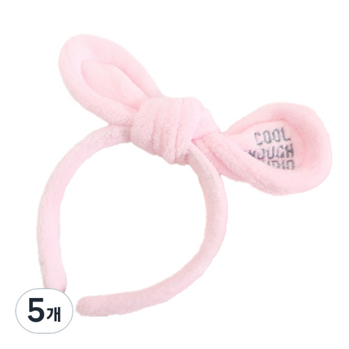 미니맥시 뷰티 토끼 하트 워시 헤어 머리띠, 핑크, 5개