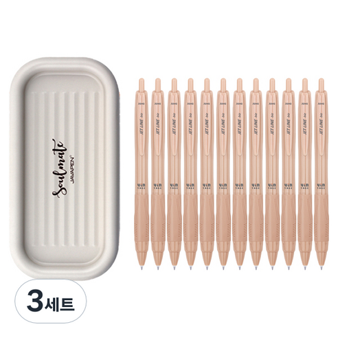 자바펜 제트라인 비즈 빈티지 볼펜 0.7mm 12p + 소울메이트 펜트레이 랜덤발송 세트, 피치, 3세트