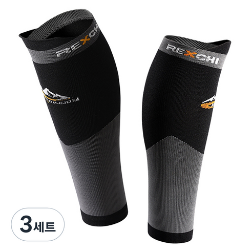 Ez2mk G3 스포츠 종아리 보호용 압축 레그 슬리브 세트, 블랙, 3세트