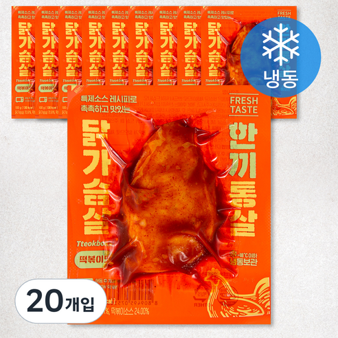 한끼통살 닭가슴살 떡볶이맛 (냉동), 100g, 20개