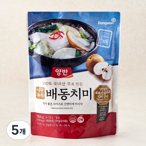 동원 양반 배동치미, 600g, 5개