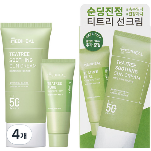 메디힐 티트리 수딩 선크림 SPF50+ PA++++, 50ml, 4개