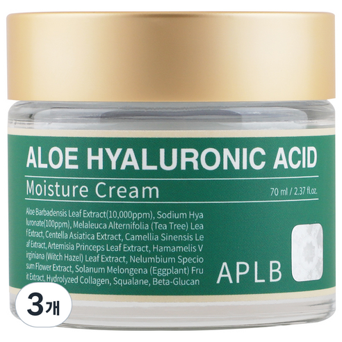 APLB 알로에 히알루론산 수분크림, 70ml, 3개