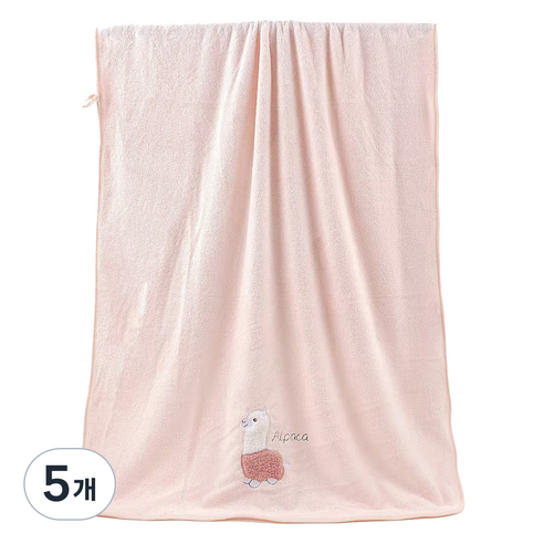 원이네 귀여운 양 디자인 70 x 140 cm 바스타월 벨벳, 핑크, 5개