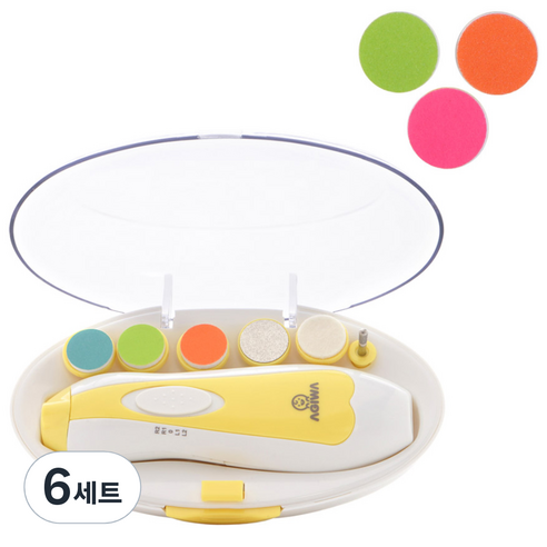 아기와 유아 전동 손톱정리 네일트리머 6종 세트 + 리필 3종, 혼합 색상, 6세트