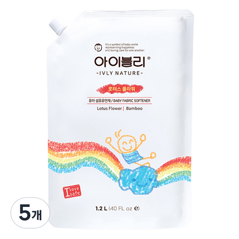아이블리네이쳐 대나무 성분 섬유유연제 로터스 플라워향 본품, 1.2L, 5개