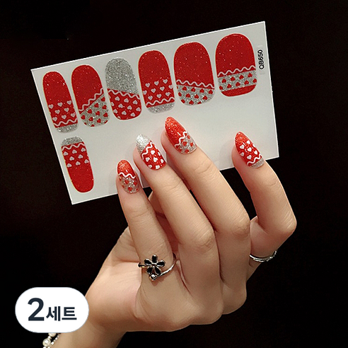 슈퍼식스 간단한 셀프 네일스티커 12p QB650, 2세트
