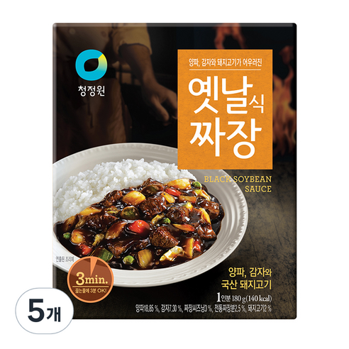 청정원 옛날식짜장, 180g, 5개