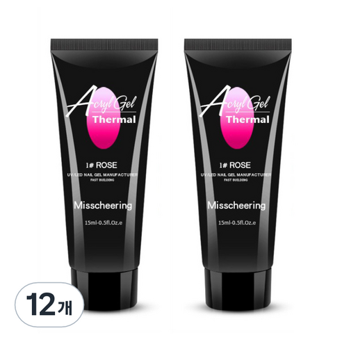 스위스녹스 셀프 네일 인조 손톱 연장 재료 온도 열 반응 폴리젤 15ml, 로즈, 12개