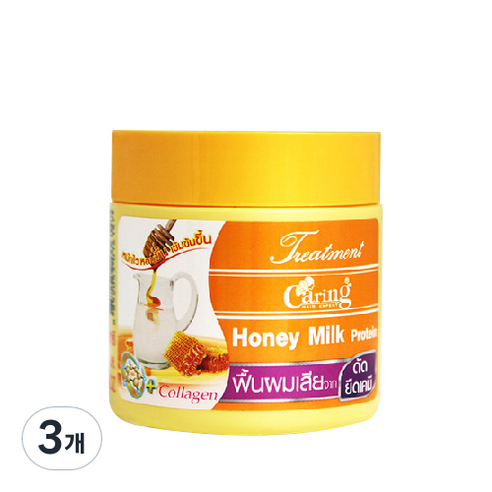 케어링 허니밀크 헤어 트리트먼트 여행용, 100ml, 3개