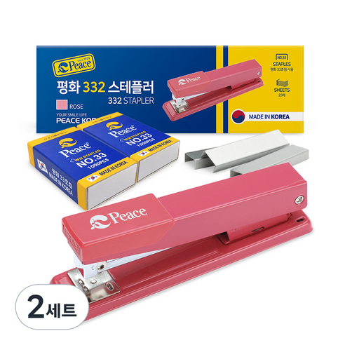 피스코리아 스테플러 332 + 리필 33호침 2p 세트, 핑크, 2세트