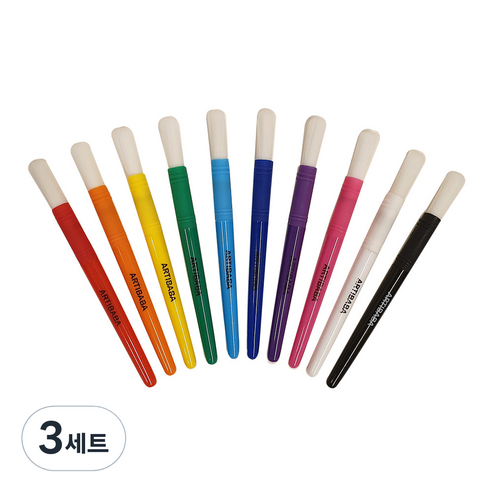 아티바바 칼라 브러쉬 붓, 10색, 3세트