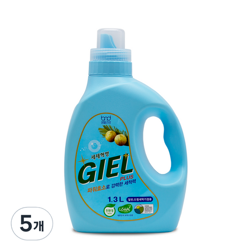 세제혁명 지엘 플러스 액상세탁세제 본품, 1300ml, 5개