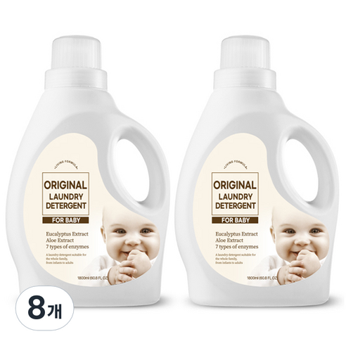 생활공식 유아용 오리지널 세탁세제, 1.8L, 8개