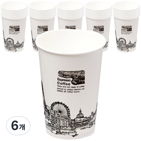 더빈썸 런던 종이컵 300ml, 100개입, 6개