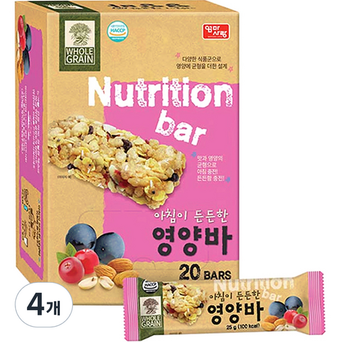엄마사랑 아침이 든든한 시리얼 영양바, 500g, 4개