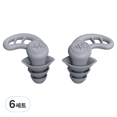 베라망 수면소음 방지 실리콘 J귀마개 2p 세트 그레이, 6세트