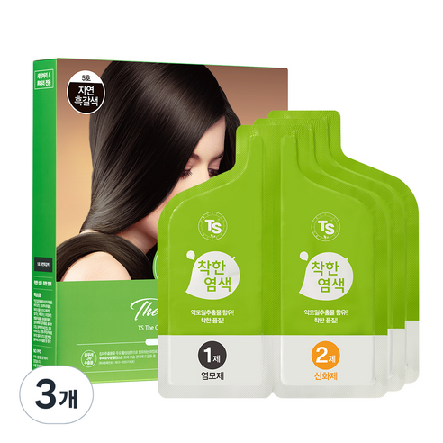 TS 더착한 염색 파우치형 120g, 5호 자연흑갈색, 3개