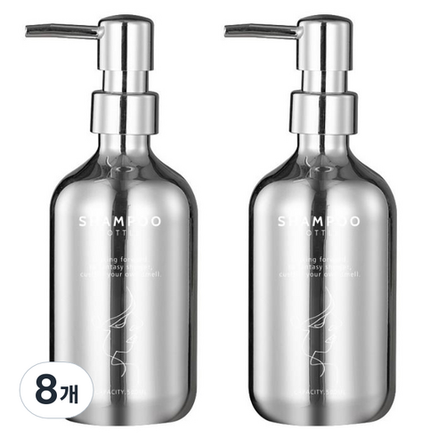 윈프라이스 크롬 미러 리필 디스펜서 샴푸리필용 500ml, 실버, 8개