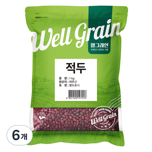 웰그레인 페루산 적두, 1kg, 6개