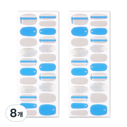 벨랑시 리얼 젤 네일 스트립 프리미엄 네일스티커 22p, 스카이글리터레인, 8개