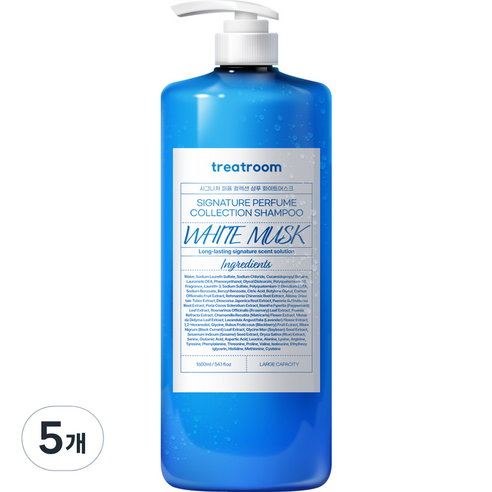 트리트룸 시그니처 퍼퓸 컬렉션 대용량 샴푸 화이트머스크향, 1600ml, 5개