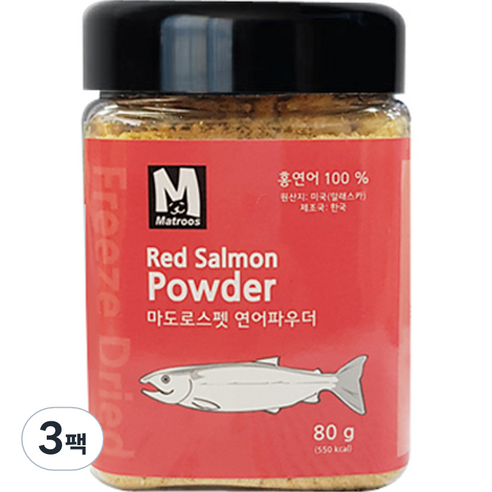 마도로스펫 애완동물 연어 파우더, 80g, 3팩