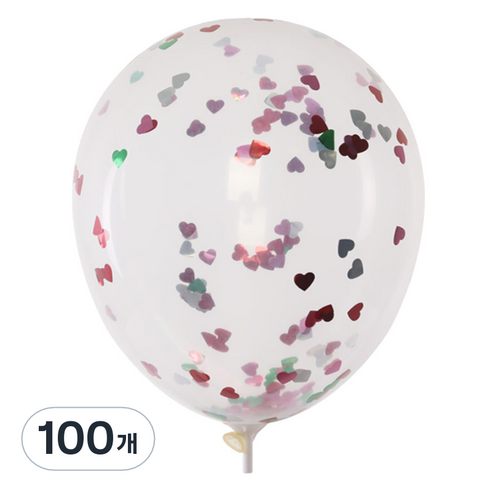컨페티풍선 30cm, 큐티하트 믹스, 100개