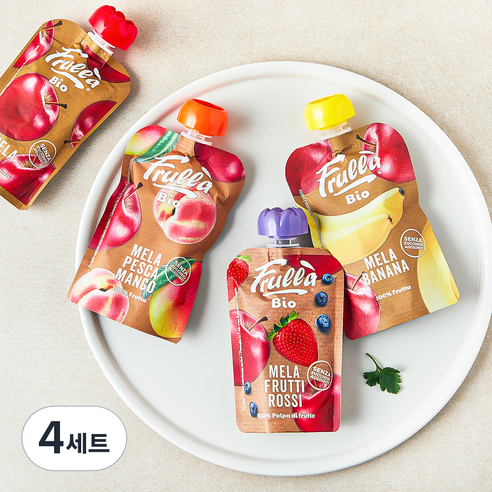 푸루라 유기농 사과 퓨레 100g + 사과바나나 퓨레 100g + 사과 블루베리 딸기 퓨레 100g + 사과 복숭아 망고 100g 세트, 400g, 4세트