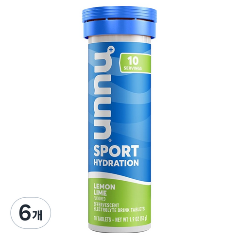 Nuun 스포츠 하이드레이션 레몬 라임향, 52g, 6개