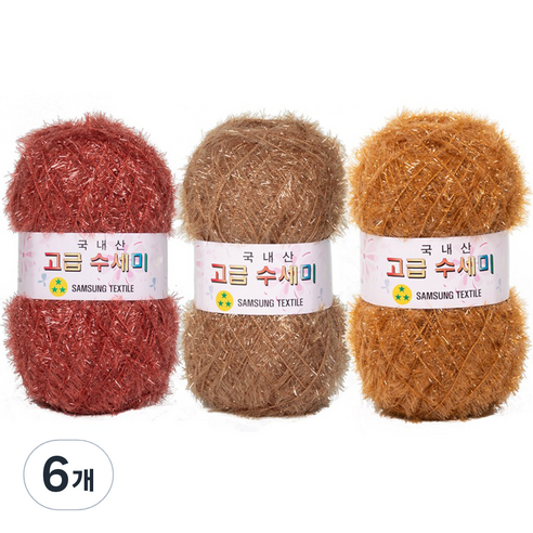 yarna 고급 수세미 뜨개실 80g x 3종 + 도안 3종 세트, X7 어텀뮤트, 6개