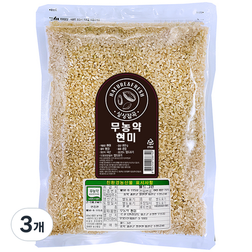싱싱잡곡 무농약 현미, 800g, 3개